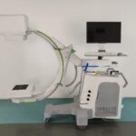 High-resolution mobile surgical C-arm digital radiography imaging system by manufacturer MeCan Medical.